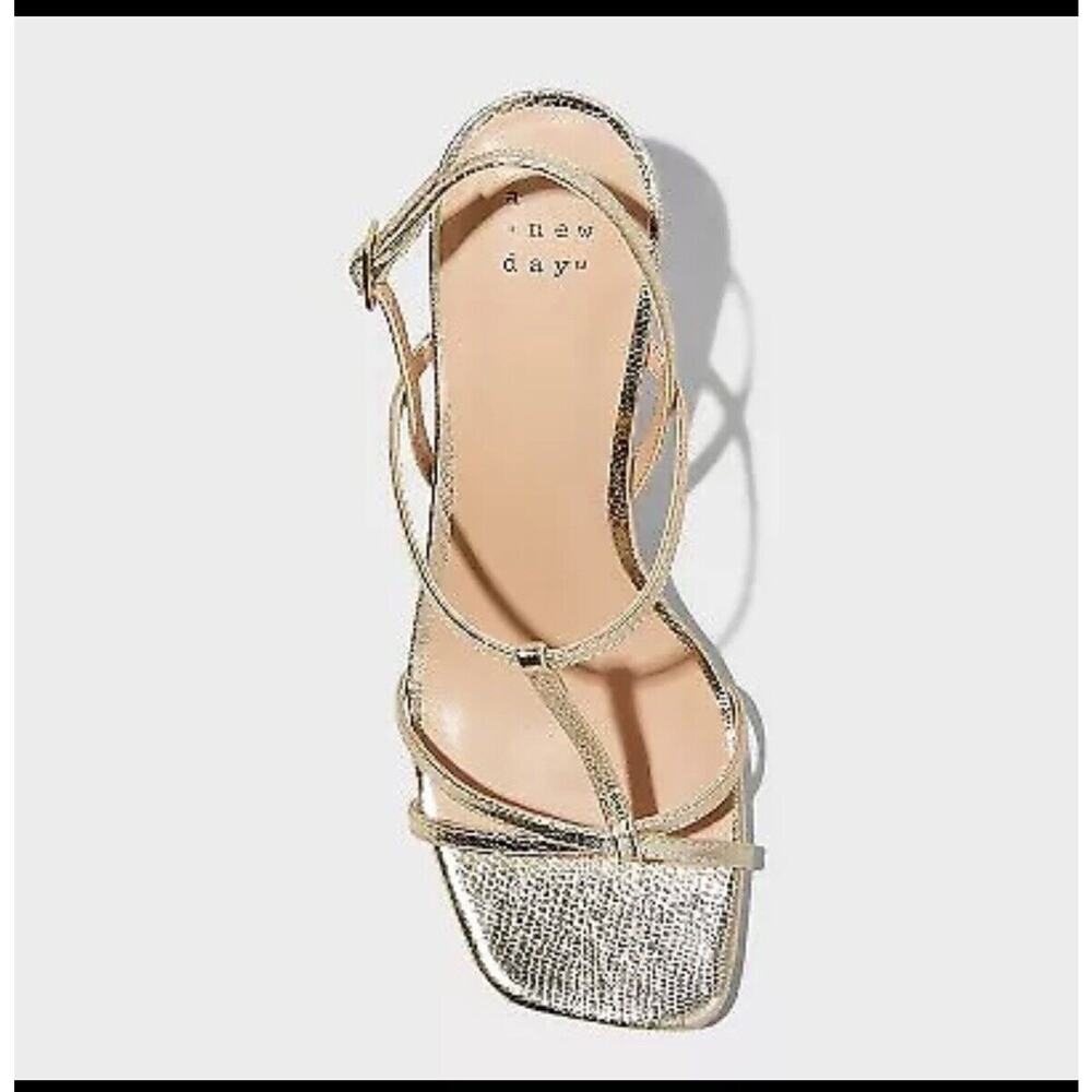 A New Day Tamara Strappy Sling Back Heels - Gold Women's 9 NWT - Picture 2 of 4